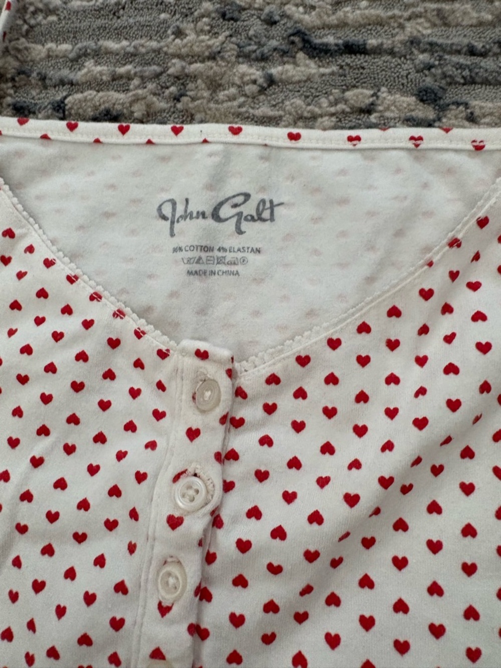 Brandy Heart Print Spaghetti Strap Tank - White & Red - Picture 2 of 3